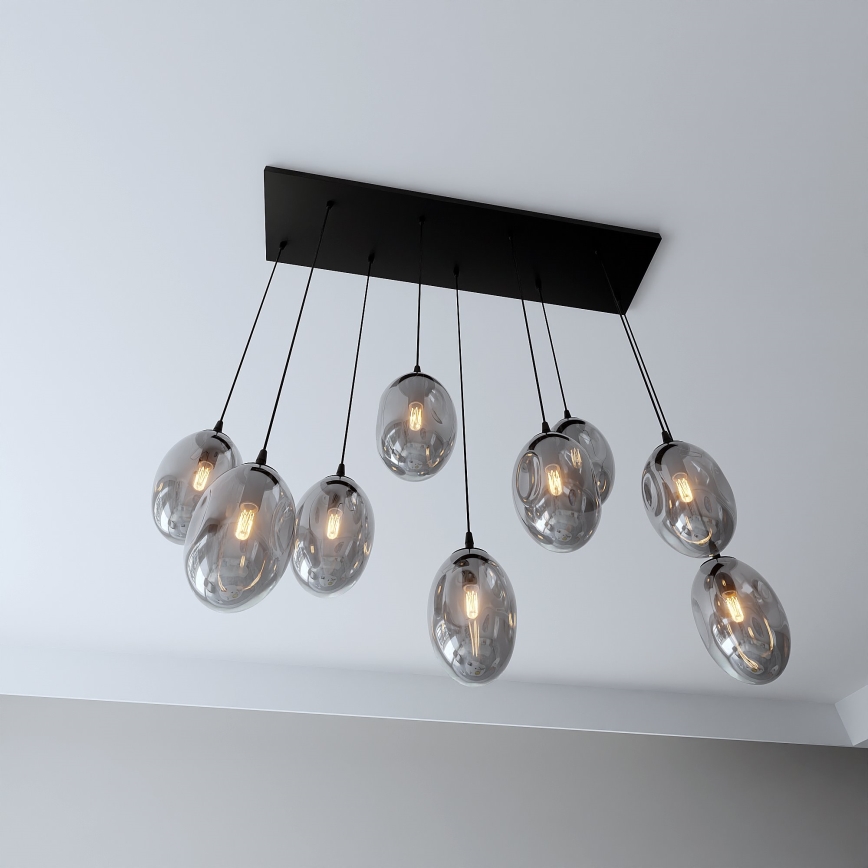 Luster na sajli ASTRAL 9xE14/10W/230V crno/dimno