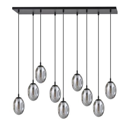 Luster na sajli ASTRAL 9xE14/10W/230V crno/dimno
