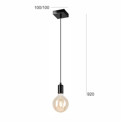 Luster na sajli ASTRID 1xE27/60W/230V sjajno crna