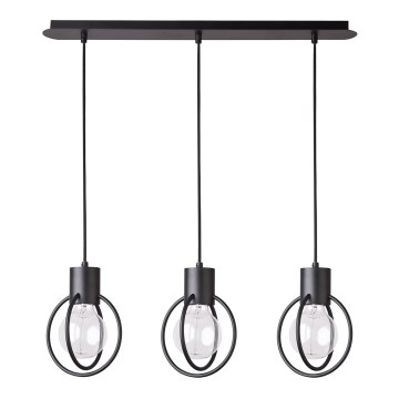 Luster na sajli AURA 3xE27/60W/230V crno