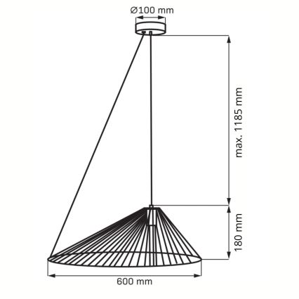 Luster na sajli AURORA 1xE27/20W/230V pr. 60 cm crno