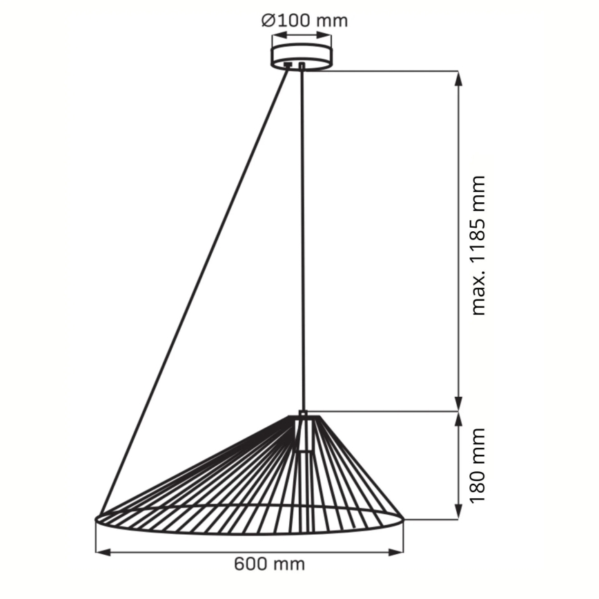 Luster na sajli AURORA 1xE27/20W/230V pr. 60 cm crno