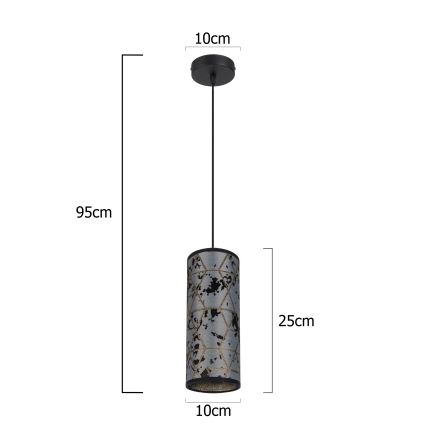 Luster na sajli AVALO 1xE27/60W/230V sivo/crno