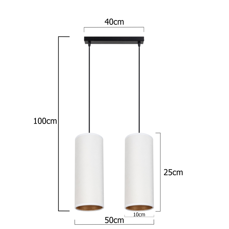 Luster na sajli AVALO 2xE27/60W/230V bela