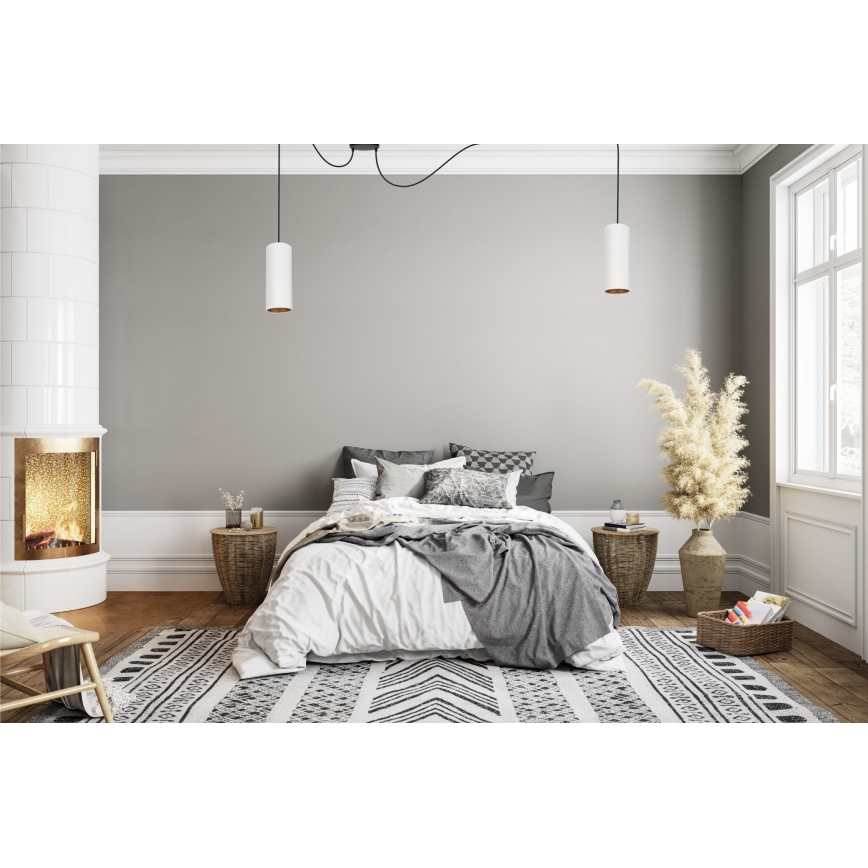 Luster na sajli AVALO 2xE27/60W/230V pauk bela/bakrena