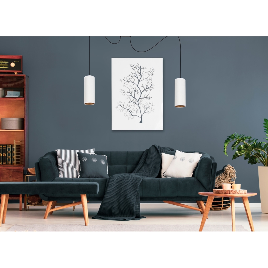 Luster na sajli AVALO 2xE27/60W/230V pauk bela/bakrena