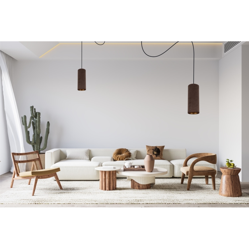 Luster na sajli AVALO 2xE27/60W/230V pauk braon/bakrena