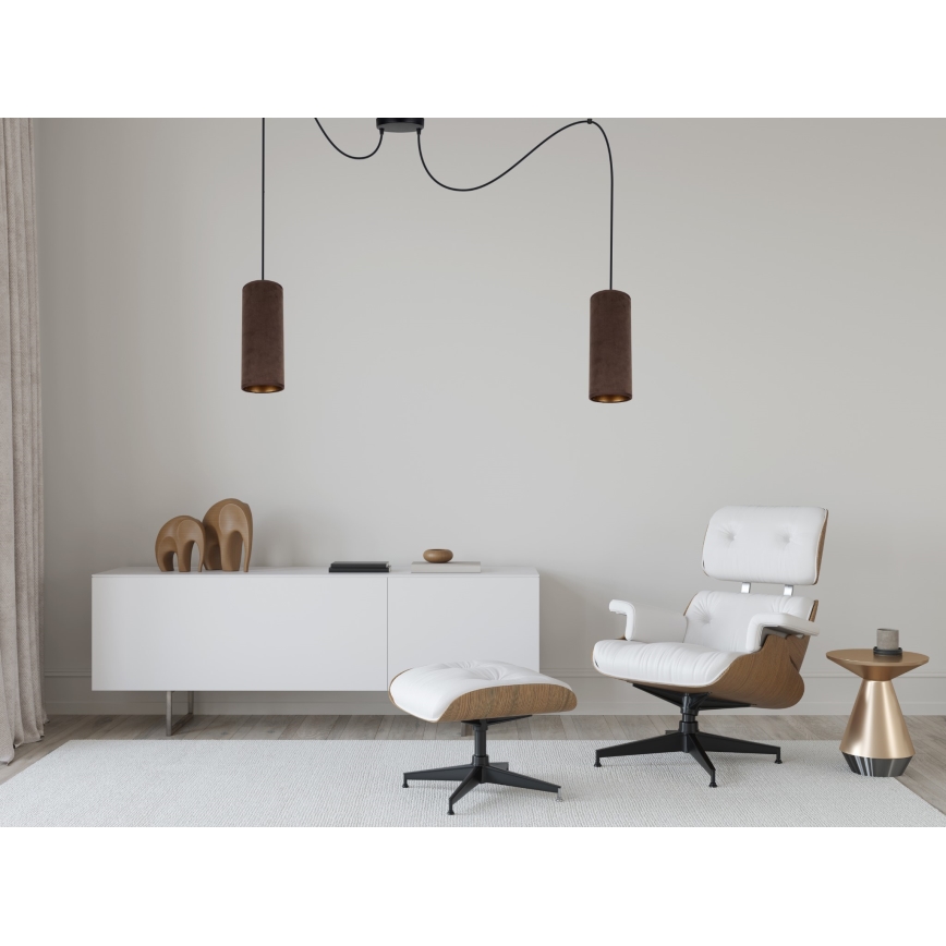 Luster na sajli AVALO 2xE27/60W/230V pauk braon/bakrena