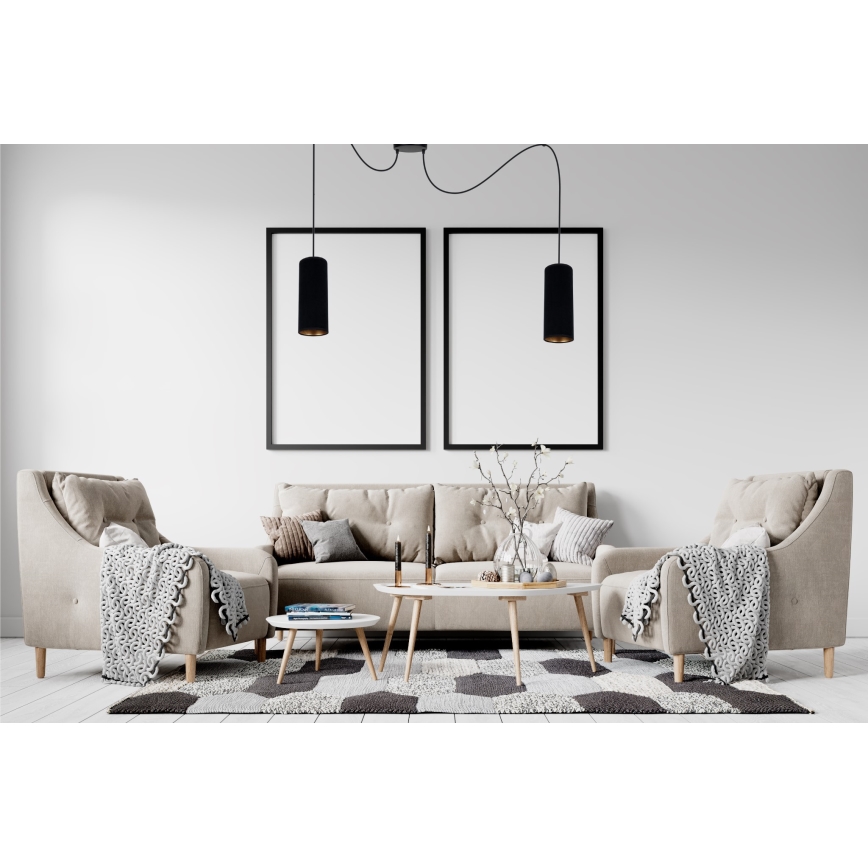 Luster na sajli AVALO 2xE27/60W/230V pauk crno