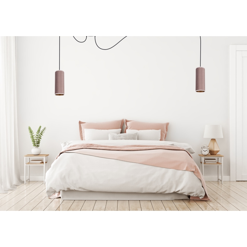 Luster na sajli AVALO 2xE27/60W/230V pauk roze/bakrena