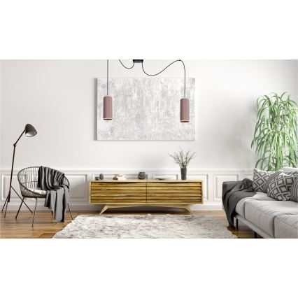Luster na sajli AVALO 2xE27/60W/230V pauk roze/bakrena