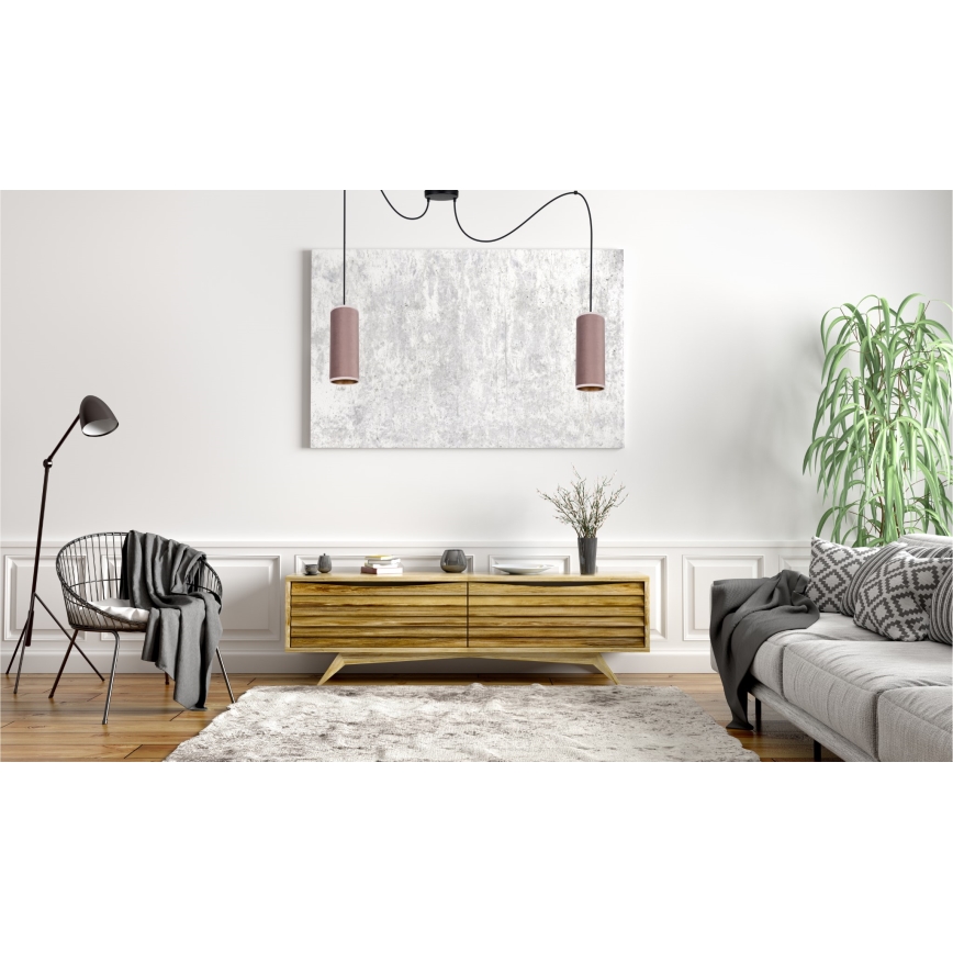 Luster na sajli AVALO 2xE27/60W/230V pauk roze/bakrena