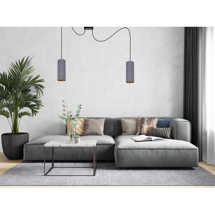 Luster na sajli AVALO 2xE27/60W/230V pauk sivo