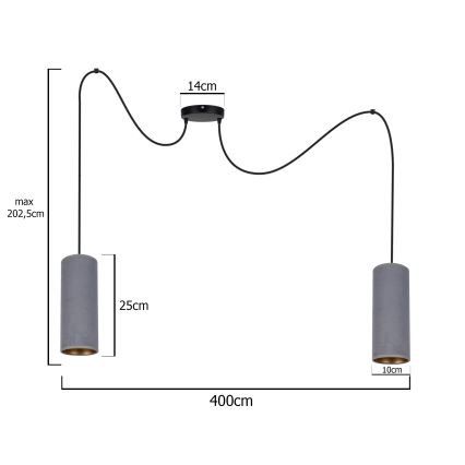 Luster na sajli AVALO 2xE27/60W/230V pauk sivo