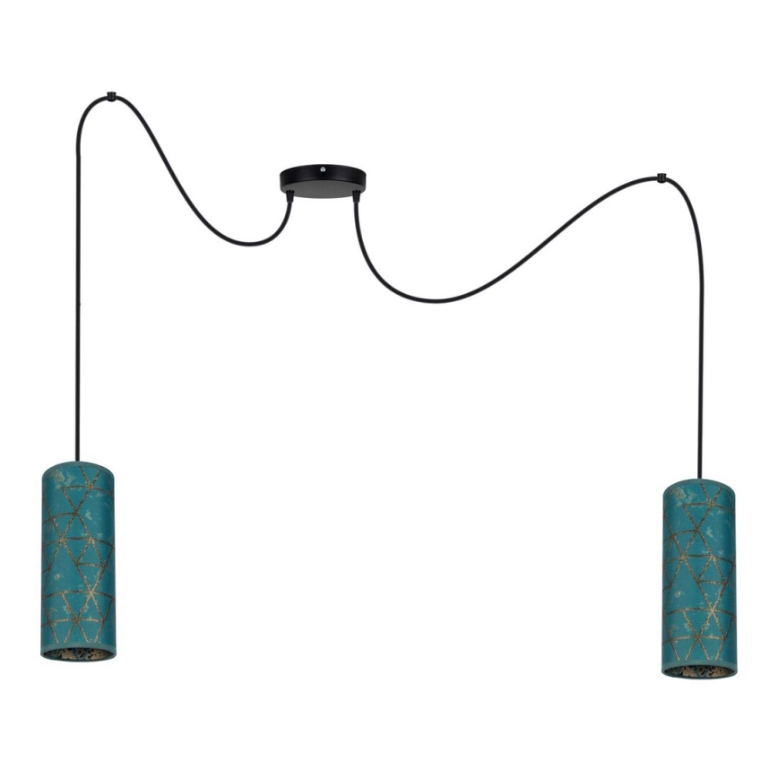 Luster na sajli AVALO 2xE27/60W/230V pauk tirkizna/zlatna