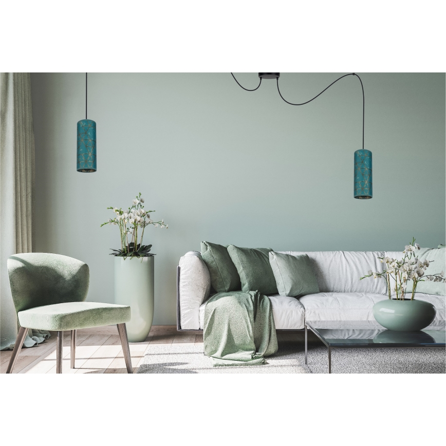 Luster na sajli AVALO 2xE27/60W/230V pauk tirkizna/zlatna