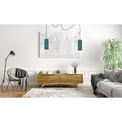 Luster na sajli AVALO 2xE27/60W/230V pauk tirkizna/zlatna