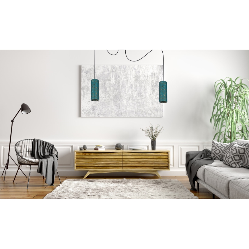 Luster na sajli AVALO 2xE27/60W/230V pauk tirkizna/zlatna