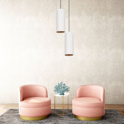 Luster na sajli AVALO 2xE27/60W/230V pr. 20 cm bela