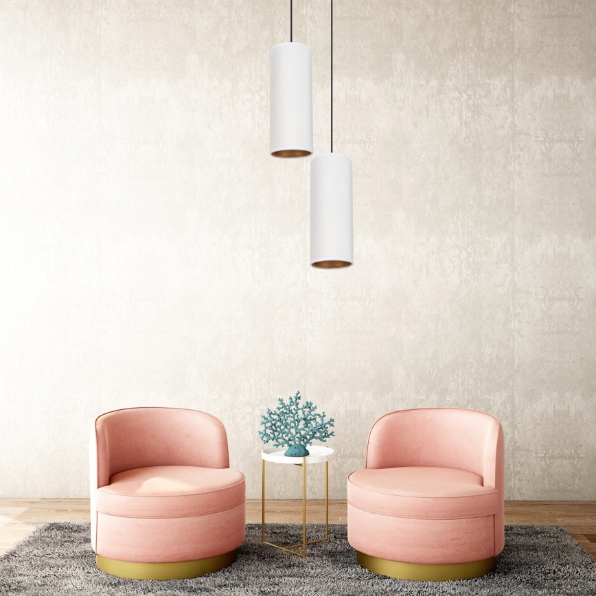Luster na sajli AVALO 2xE27/60W/230V pr. 20 cm bela