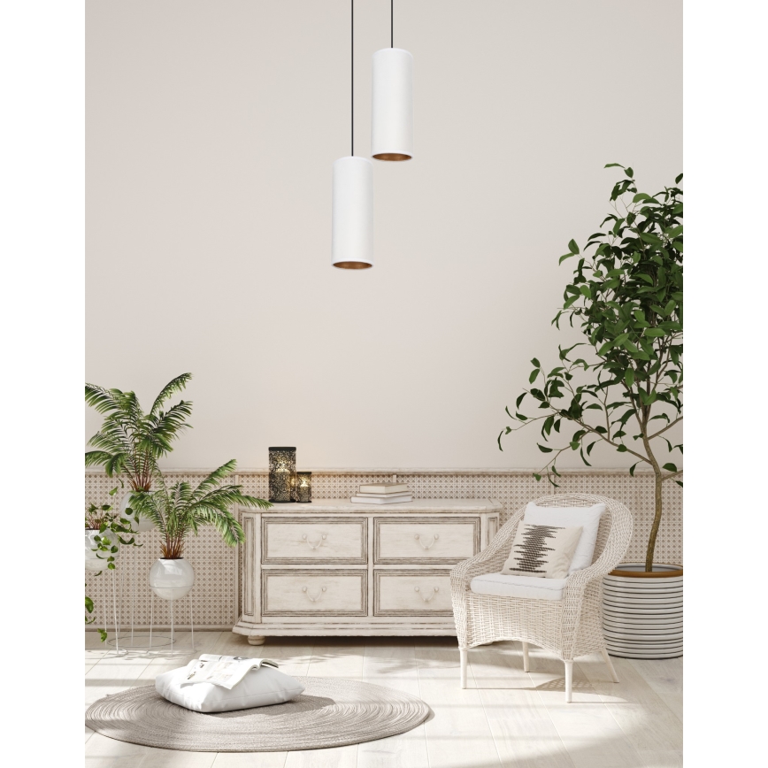 Luster na sajli AVALO 2xE27/60W/230V pr. 20 cm bela