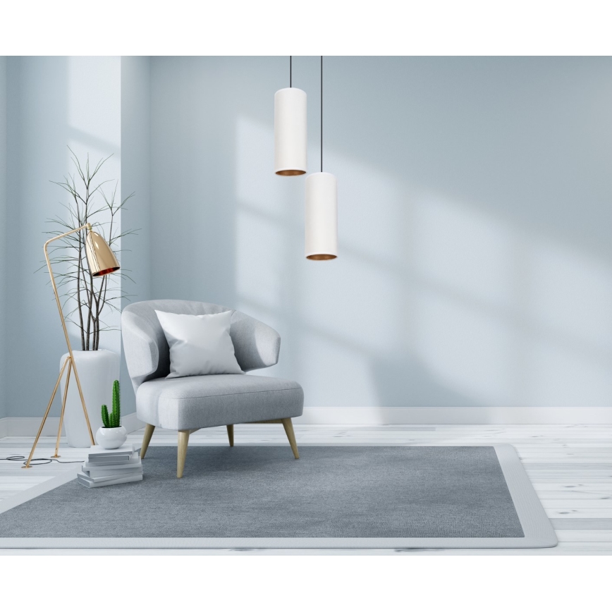 Luster na sajli AVALO 2xE27/60W/230V pr. 20 cm bela