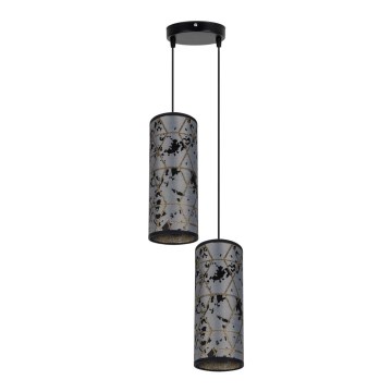 Luster na sajli AVALO 2xE27/60W/230V pr. 20 cm sivo/crno