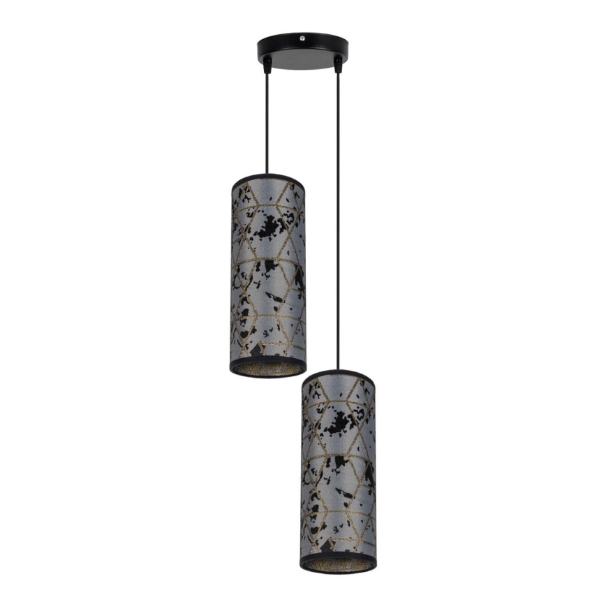Luster na sajli AVALO 2xE27/60W/230V pr. 20 cm sivo/crno