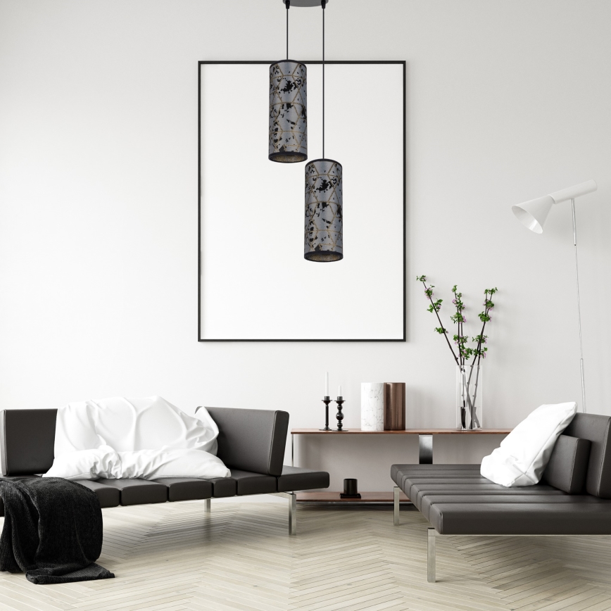 Luster na sajli AVALO 2xE27/60W/230V pr. 20 cm sivo/crno