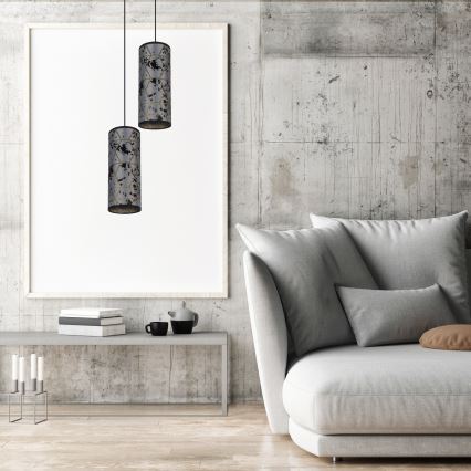 Luster na sajli AVALO 2xE27/60W/230V pr. 20 cm sivo/crno