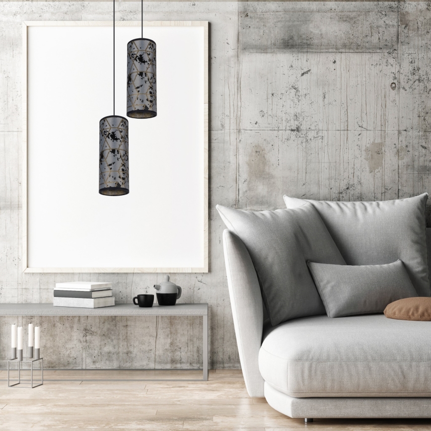 Luster na sajli AVALO 2xE27/60W/230V pr. 20 cm sivo/crno