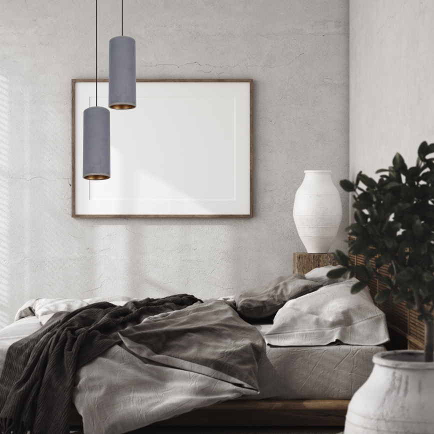 Luster na sajli AVALO 2xE27/60W/230V pr. 20 cm sivo