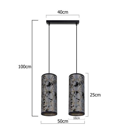 Luster na sajli AVALO 2xE27/60W/230V siva/crna