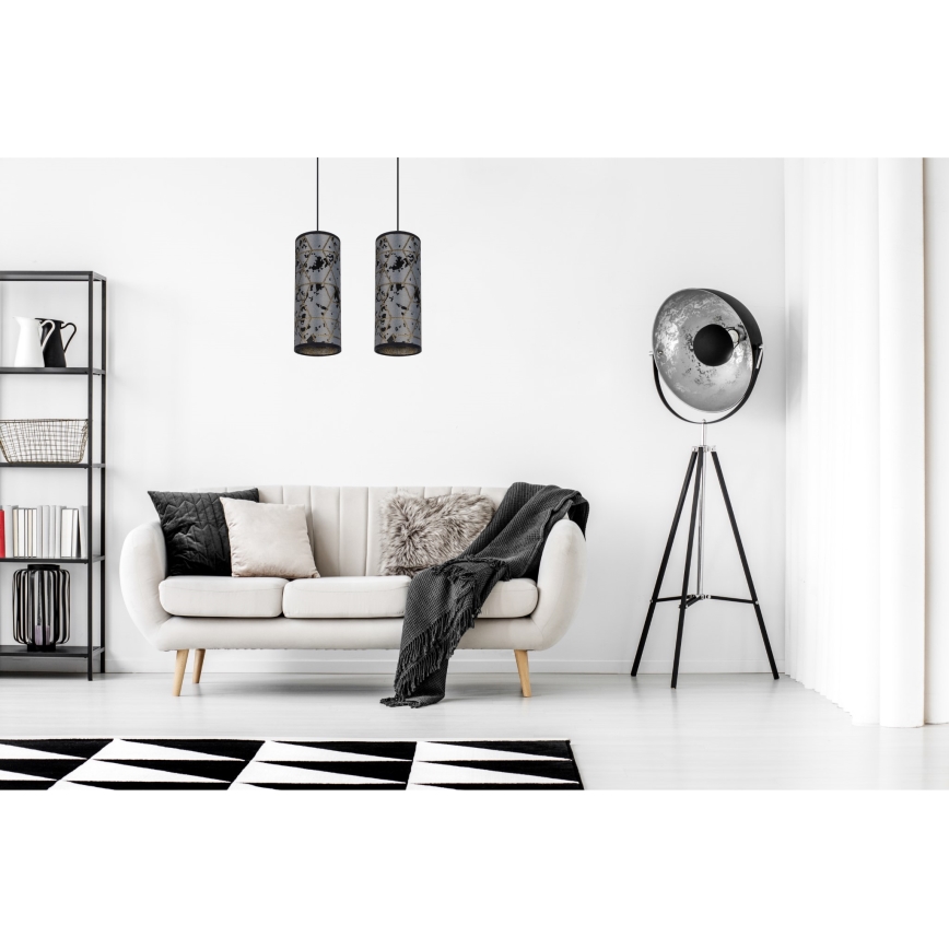 Luster na sajli AVALO 2xE27/60W/230V sivo/crno