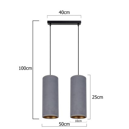 Luster na sajli AVALO 2xE27/60W/230V sivo