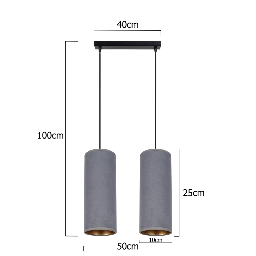 Luster na sajli AVALO 2xE27/60W/230V sivo