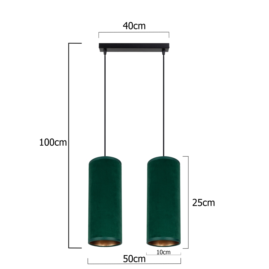 Luster na sajli AVALO 2xE27/60W/230V zelena