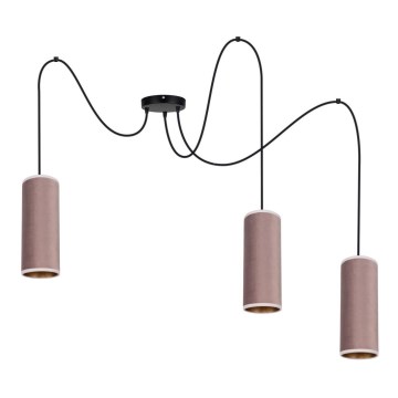 Luster na sajli AVALO 3xE27/60W/230V pauk roze/bakrena