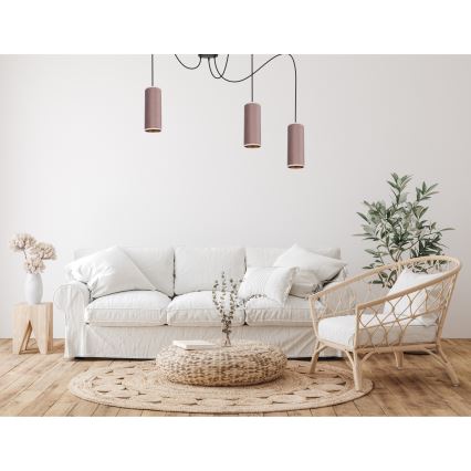 Luster na sajli AVALO 3xE27/60W/230V pauk roze/bakrena