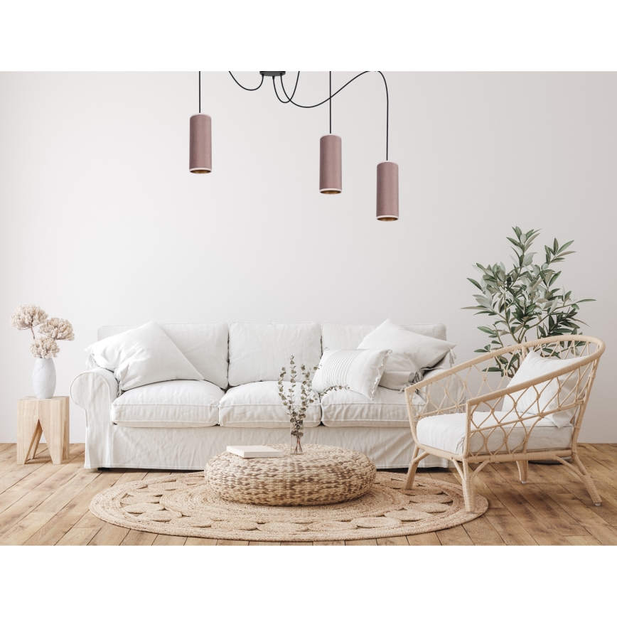Luster na sajli AVALO 3xE27/60W/230V pauk roze/bakrena