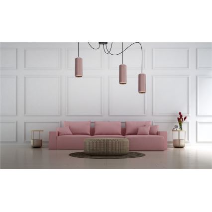 Luster na sajli AVALO 3xE27/60W/230V pauk roze/bakrena