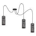 Luster na sajli AVALO 3xE27/60W/230V pauk sivo/crno