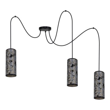 Luster na sajli AVALO 3xE27/60W/230V pauk sivo/crno