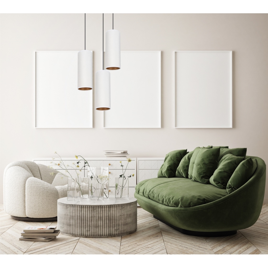 Luster na sajli AVALO 3xE27/60W/230V pr. 35 cm bela