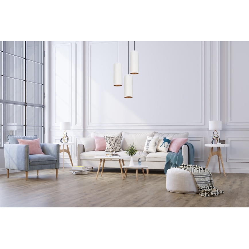 Luster na sajli AVALO 3xE27/60W/230V pr. 35 cm bela