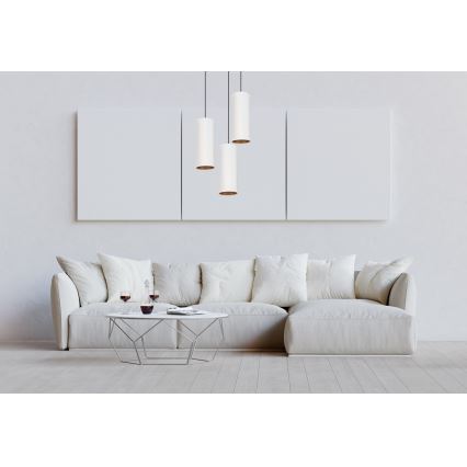Luster na sajli AVALO 3xE27/60W/230V pr. 35 cm bela