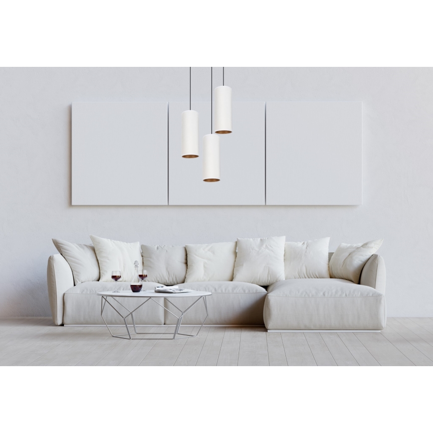 Luster na sajli AVALO 3xE27/60W/230V pr. 35 cm bela