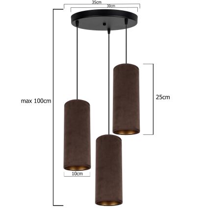 Luster na sajli AVALO 3xE27/60W/230V pr. 35 cm braon