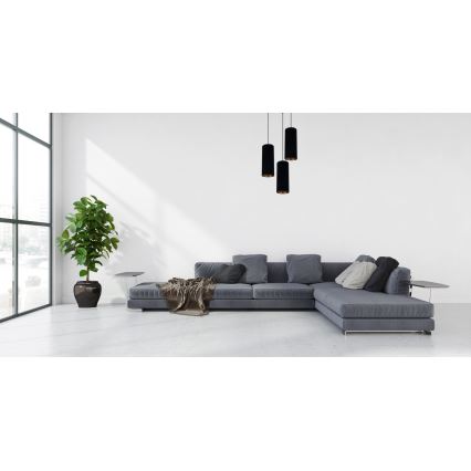 Luster na sajli AVALO 3xE27/60W/230V pr. 35 cm crno