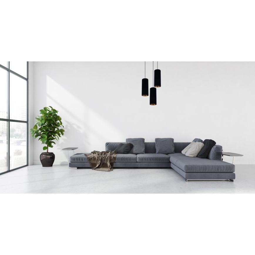 Luster na sajli AVALO 3xE27/60W/230V pr. 35 cm crno